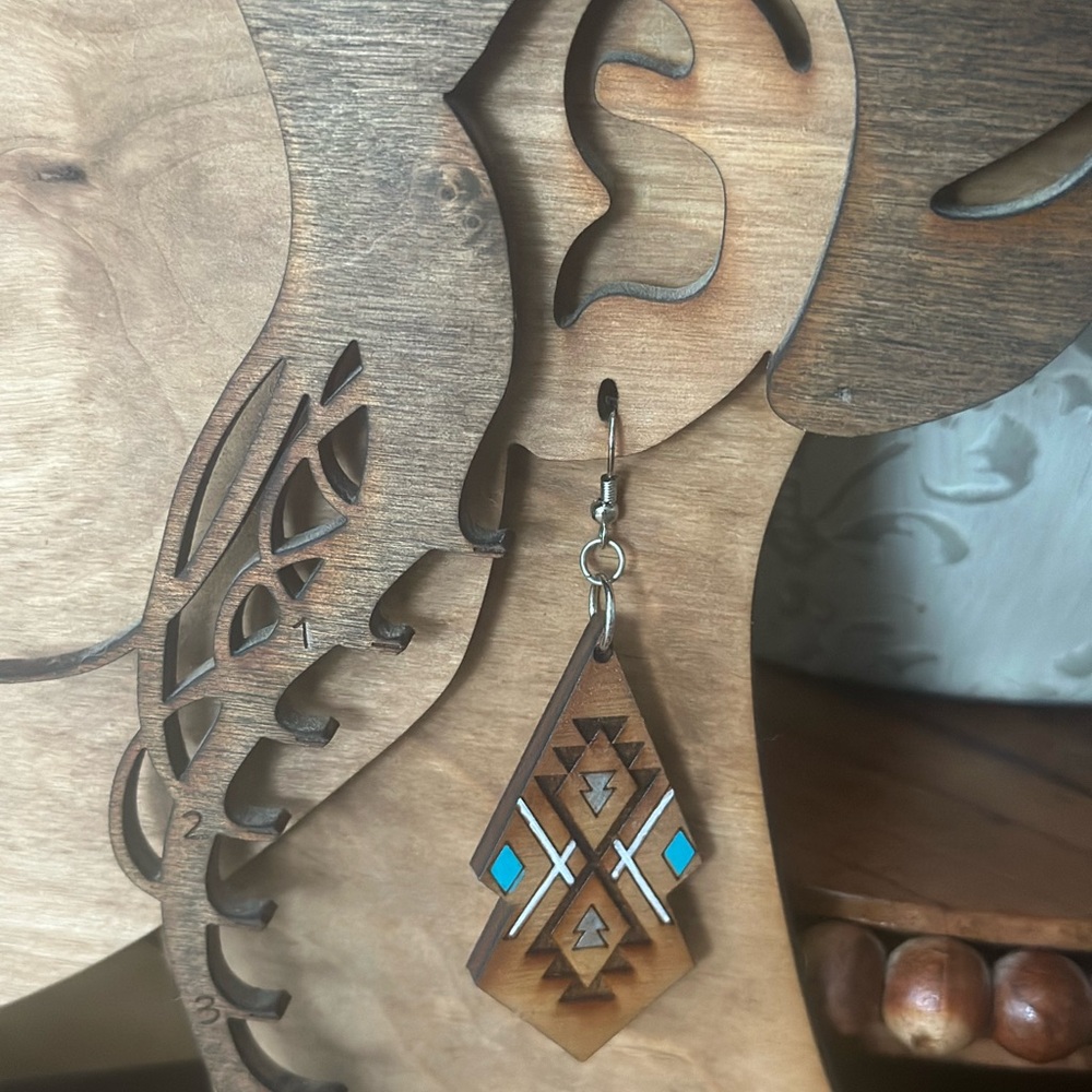 Turquoise and white southwestern designed earrings
